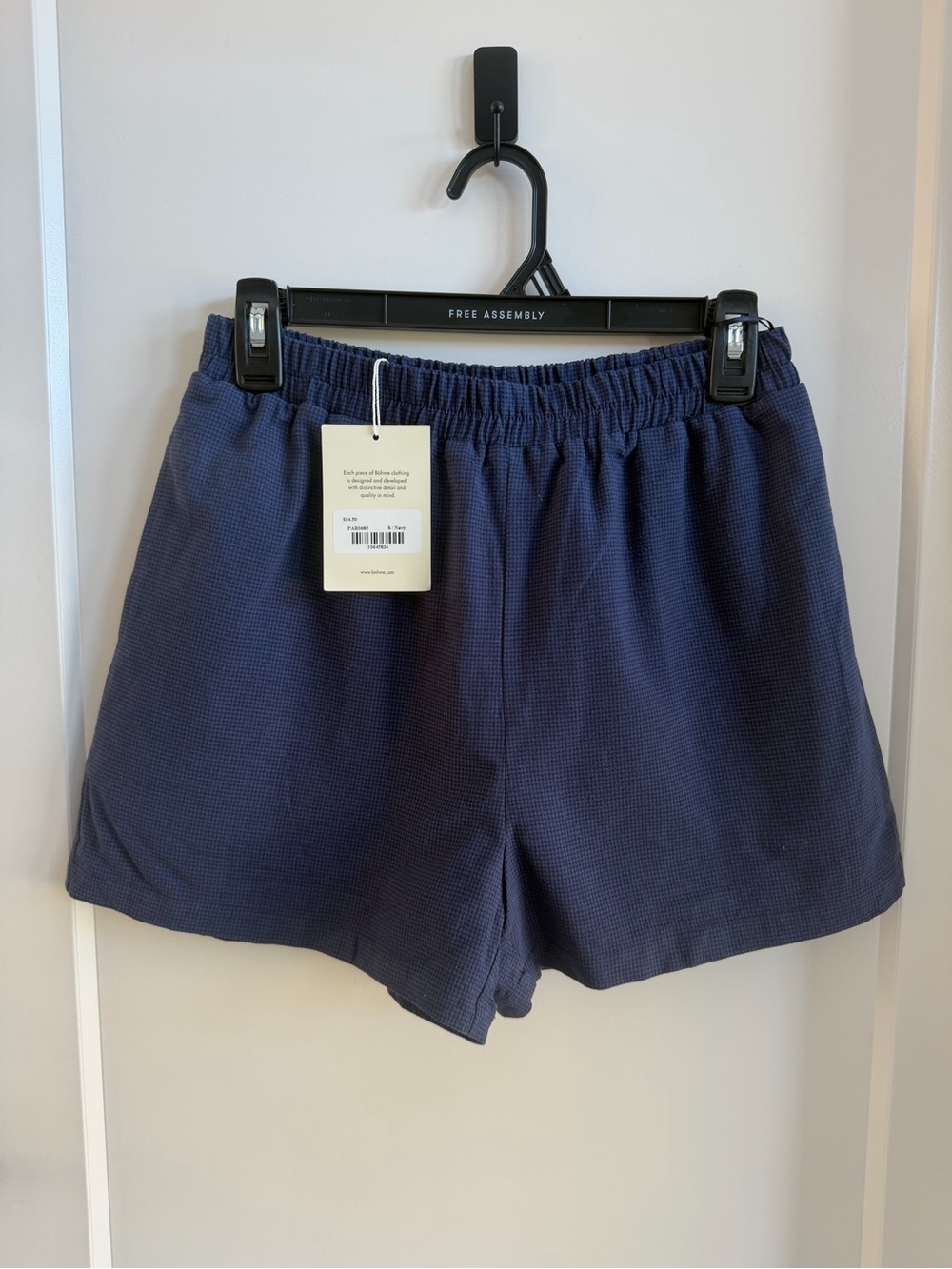 🦋 NWT Sz S Bohme Navy Checkered High-Waist Shorts